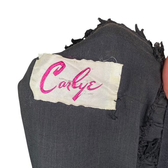 Vtg 1950s Carlye Black Pintuck Lace Pleated Fit & Flare Dress SZ XS - Picture 9 of 9